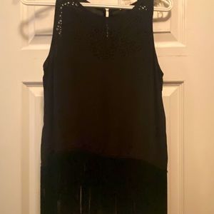 Black fringe bottom tank top